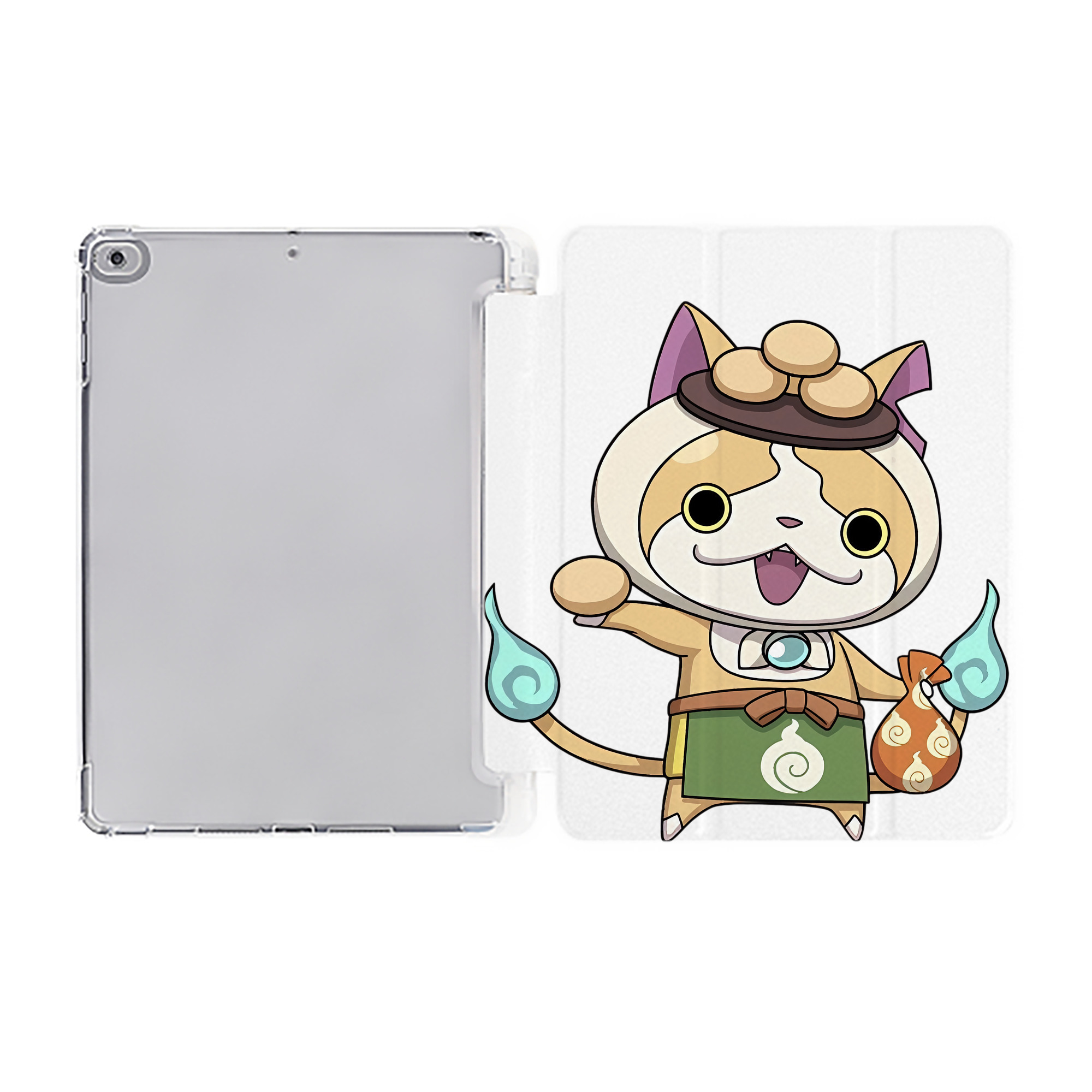 （画像用） 妖怪ウォッチ Yo-kai Watch IPad ケース ペン収納付き 三つ折りスタンド PUレザー×シリコン 対応機種9.5/10.5/10.9インチ